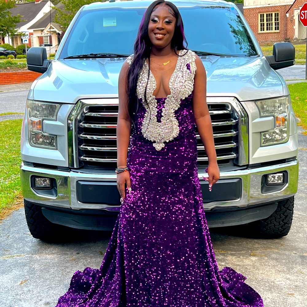 Purple Sequin Prom Dress